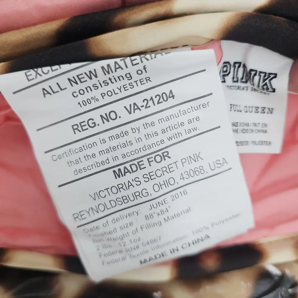 Victorias Secret Pink REVERSIBLE Bed In A Bag Full / Queen Comforter Sheets NWT